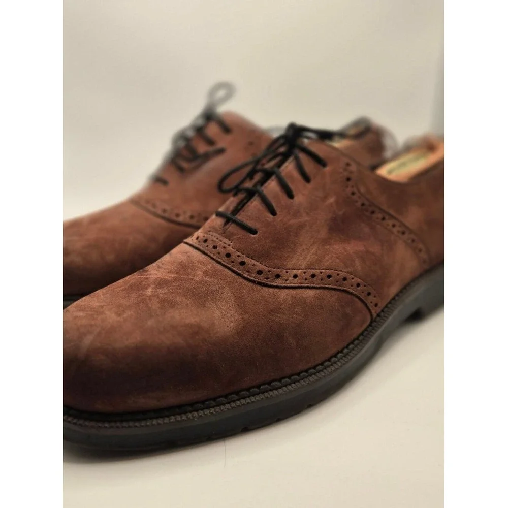 Dockers Oxford Shoes Mens 10 Brown Good Suede Brogue Lace Up Dress Casual (S6)